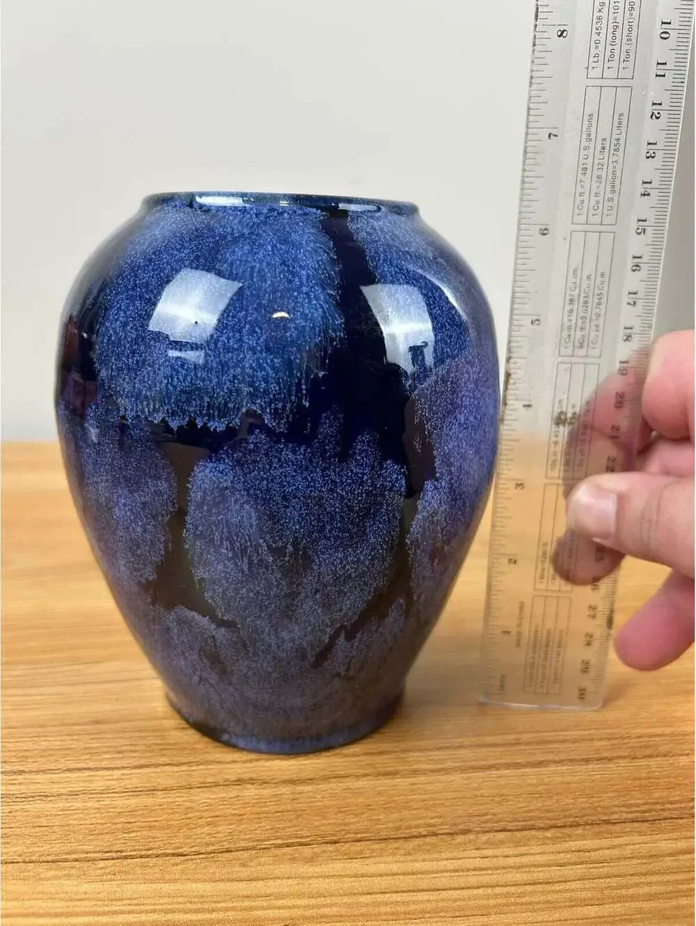 Brush-McCoy Art Pottery 1920s Blue Onyx Glazed Art Pottery Vase 6 1/4